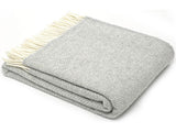 Herringbone Pure New Wool Throw - Silver Grey