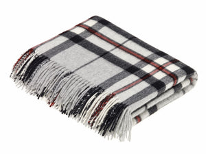 Tartan Merino Lambswool Blanket - Grey Thompson