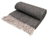 Herringbone Pure New Wool Throw - Charcoal/Silver