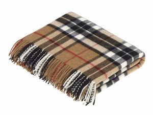 Tartan Merino Lambswool Blanket - Camel Thompson