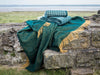 Herringbone Pure New Wool Throw - Emerald/Mustard