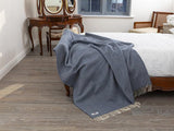 Herringbone Oversized Merino Cashmere Throw - Denim Blue