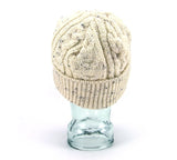 Knitted 100% British Wool Beanie Hat - Cream Nep