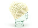 Knitted 100% British Wool Beanie Hat - Cream