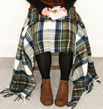 Tartan Pure New Wool Blanket - Muted Blue Stewart