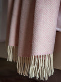 Herringbone Oversized Merino Cashmere Throw - Baby Pink