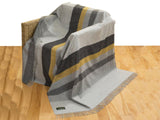 Stripe Merino Lambswool Throw - Grey Mix & Mustard