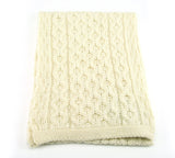 Knitted Aran British Wool Scarf - Cream