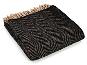 Herringbone Pure New Wool Throw - Vintage