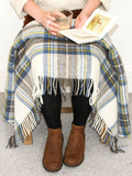 Tartan Pure New Wool Blanket - Muted Blue Stewart