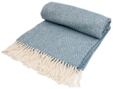 Honeycomb Pure New Wool Throw - Petrol Blue