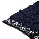 Knitted 100% British Wool Throw -  Nautical - Navy