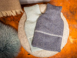 Herringbone Pure New Wool Hot Water Bottle - Blue Slate