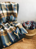 Large Checked Random Recycled Wool Blanket