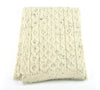 Knitted Aran British Wool Scarf - Cream