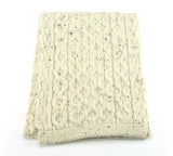 Knitted Aran British Wool Scarf - Cream