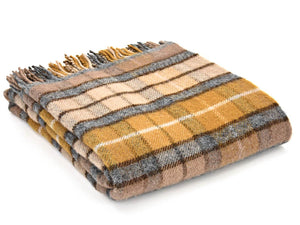Tartan Pure New Wool Blanket - Natural Buchanan