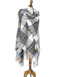 Tartan Lambswool Shawl - Muted Blue Stewart