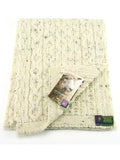 Knitted Aran British Wool Scarf - Cream