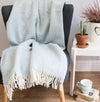 Herringbone Pure New Wool Throw - Duck Egg