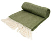 Herringbone Pure New Wool Throw - Olive