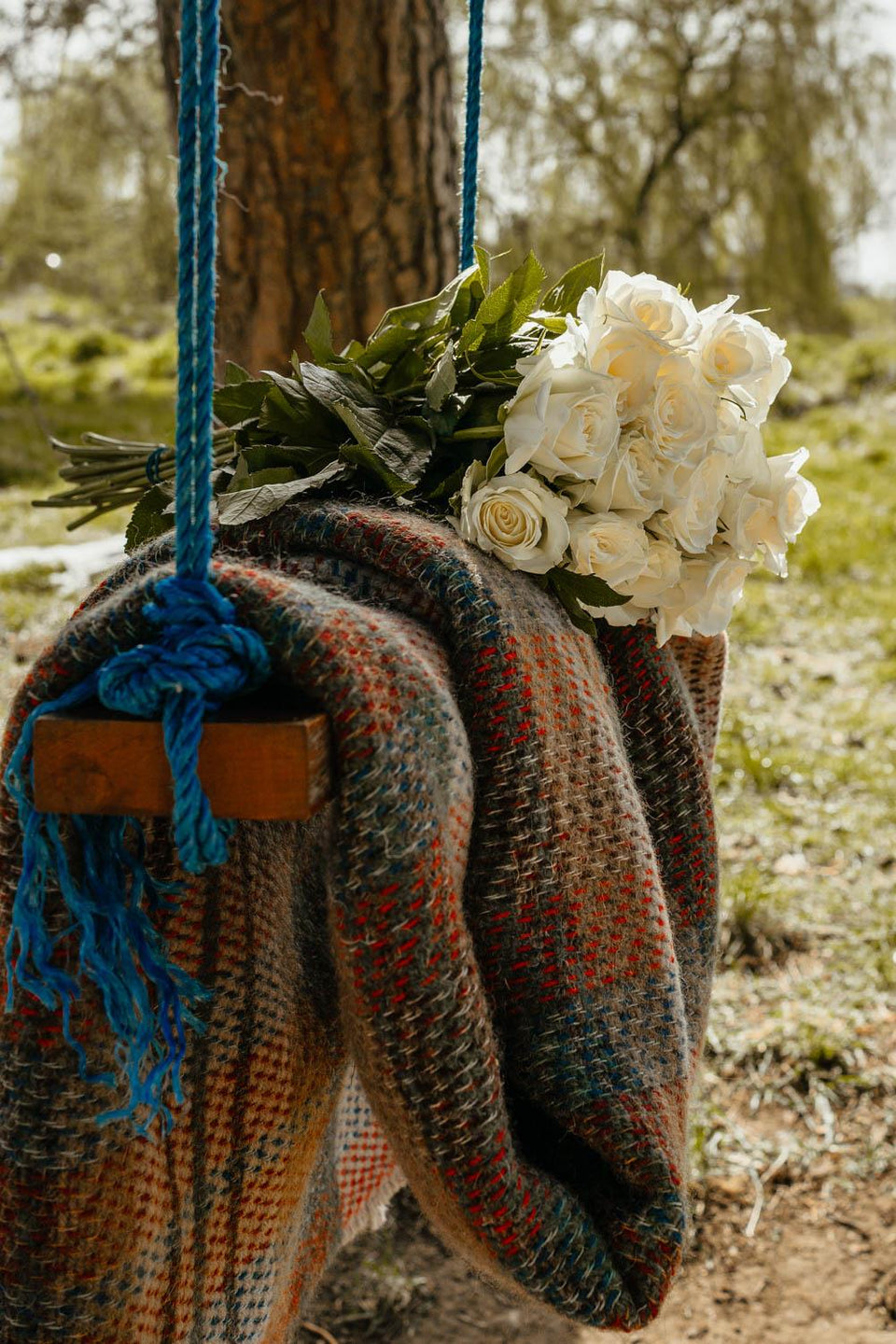 Large Checked Random Recycled Wool Blanket Wool Blanket Online