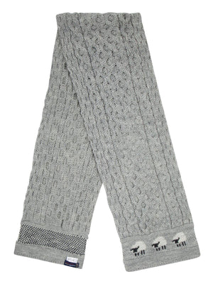 Knitted 100% British Wool Scarf - Grey