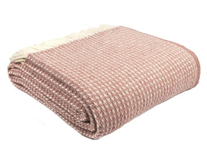 Waffle Pure New Wool Throw - Dusky Pink