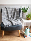 Windowpane Pure New Wool Throw - Grey