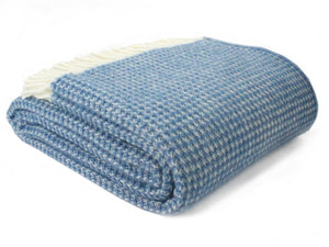 Waffle Pure New Wool Throw - Blue Jay