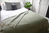 Illusion Pure New Wool Throw - Sage Green/Grey