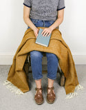 Herringbone Pure New Wool Throw - Mustard