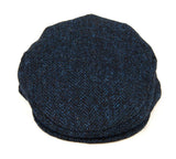 Herringbone Harris Tweed Flat Cap - Navy