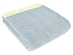 Honeycomb Pure New Wool Throw - Petrol Blue