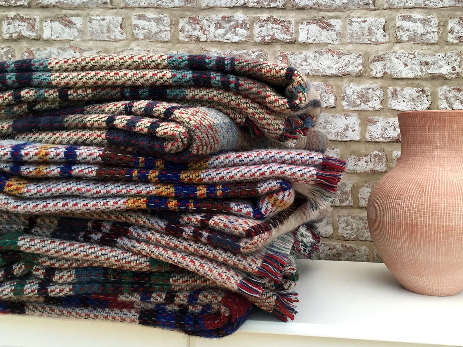 Large Checked Random Recycled Wool Blanket Wool Blanket Online