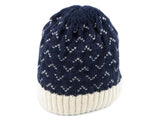 Knitted 100% British Wool Saxon Beanie Hat - Navy