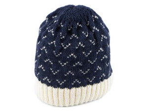 Knitted 100% British Wool Saxon Beanie Hat - Navy