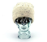 Knitted 100% British Wool Beanie Hat - Cream Nep