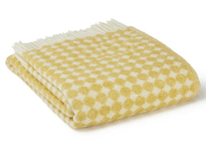 Jacquard Spot Pure New Wool Throw - Oil Yellow