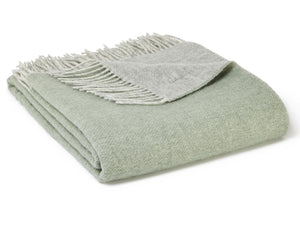 Dartmoor Reversible Pure New Wool Throw - Ice Green