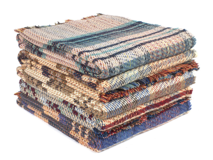 Large Checked Random Recycled Wool Blanket Wool Blanket Online